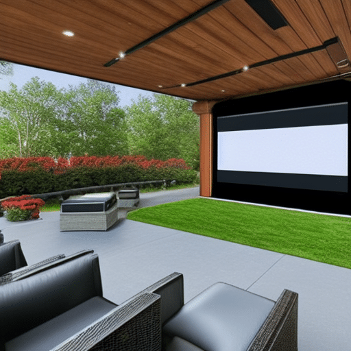 outdoor home theater w/ soft sofa