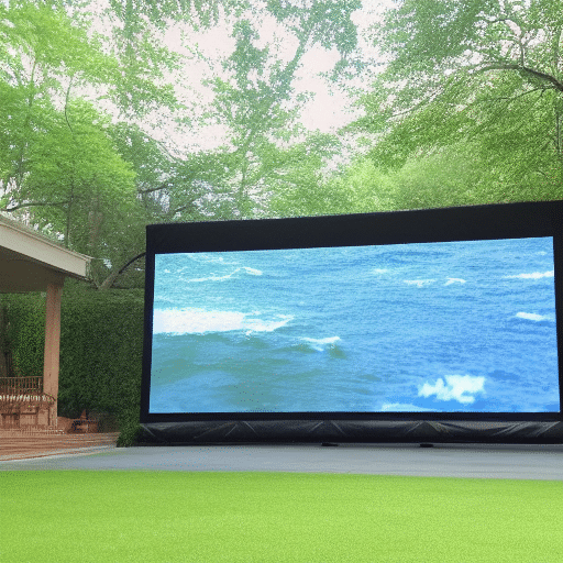 outdoor projection screen on green grass